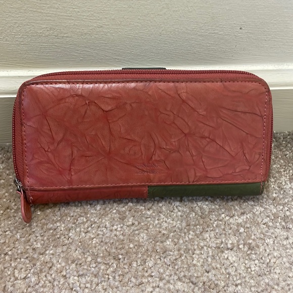 Genuine Leather Two Tone Large Wallet Clutch With Multiple Pockets Wallet - Picture 3 of 11